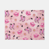 キュートアートピガーリーンクティール（緑がかった色）女性のカーボーイ水彩 ドアマット (正面)