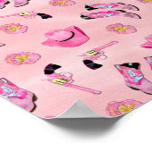 キュートアートピガーリーンクティール(緑がかった色)女性のカーボーイ水彩 ポスター (角)