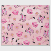 キュートアートピガーリーンクティール（緑がかった色）女性のカーボーイ水彩 ラッピングペーパー (フラット)