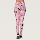 キュートアートピガーリーンクティール(緑がかった色)女性のカーボーイ水彩 レギンス (裏面)