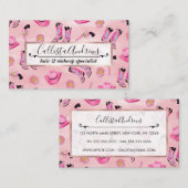 キュートアートピガーリーンクティール(緑がかった色)女性のカーボーイ水彩 名刺 (正面/裏面)