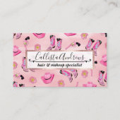 キュートアートピガーリーンクティール（緑がかった色）女性のカーボーイ水彩 名刺 (正面)