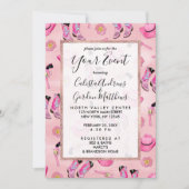 キュートアートピガーリーンクティール(緑がかった色)女性のカーボーイ水彩 招待状 (正面)