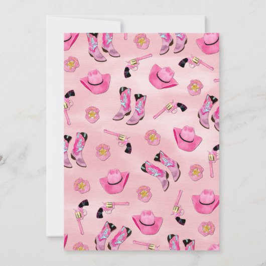 キュートアートピガーリーンクティール(緑がかった色)女性のカーボーイ水彩 招待状 (裏面)