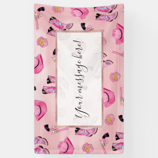 キュートアートピガーリーンクティール（緑がかった色）女性のカーボーイ水彩 横断幕 (縦)