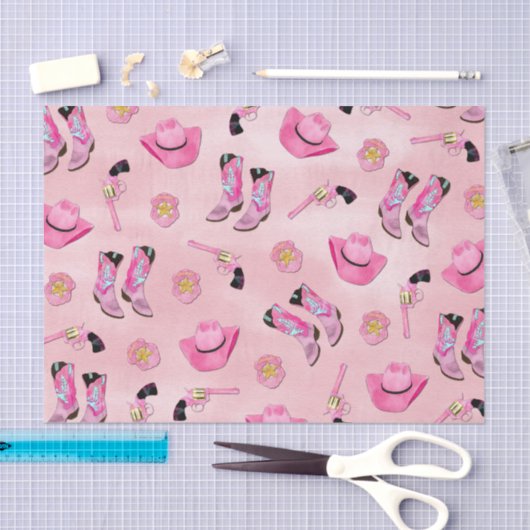 キュートアートピガーリーンクティール（緑がかった色）女性のカーボーイ水彩 薄葉紙 (クラフト)