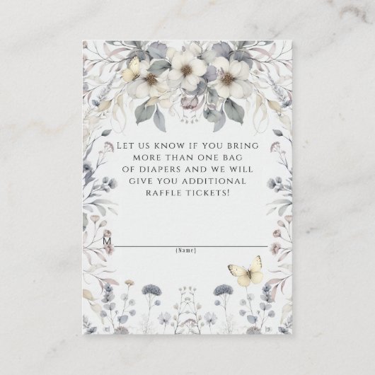 キュートアールヌーボーパステルフラワーベビーおむつラッフル エンクロージャーカード (裏面)