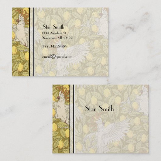 キュートアールヌーボーヴィンテージコカトゥーブティックカード 名刺 (正面/裏面)