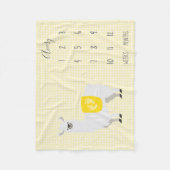 キュートイエロラマ水玉模様ベビーマイルストーン フリースブランケット (正面)