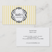 キュートイエローアンドホワイトストライプファッションブティック 名刺 (正面/裏面)