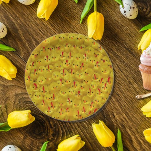 キュートイエローイースターシックズパターン紙プレート ペーパープレート