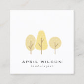 キュートイエローオークレツリートリオ造園サービス スクエア名刺 (正面)