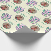 キュートイエローグリーンチビ（小さくかわいく書いた感じ）ドラゴンカスタムフォト文字 ラッピングペーパー (角)