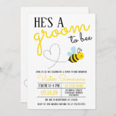 キュートイエローグルームトゥビーウェディングシャワー 招待状 (正面/裏面)