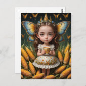 キュートイエローコーンバタフライフェアリー ポストカード (正面/裏面)