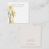 キュートイエローダフォディルフローラスタッドイヤリングディスプレイ スクエア名刺 (正面/裏面)
