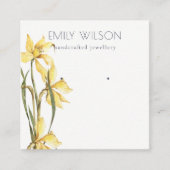 キュートイエローダフォディルフローラスタッドイヤリングディスプレイ スクエア名刺 (正面)