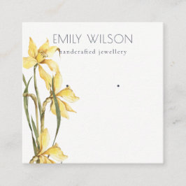 キュートイエローダフォディルフローラスタッドイヤリングディスプレイ スクエア名刺