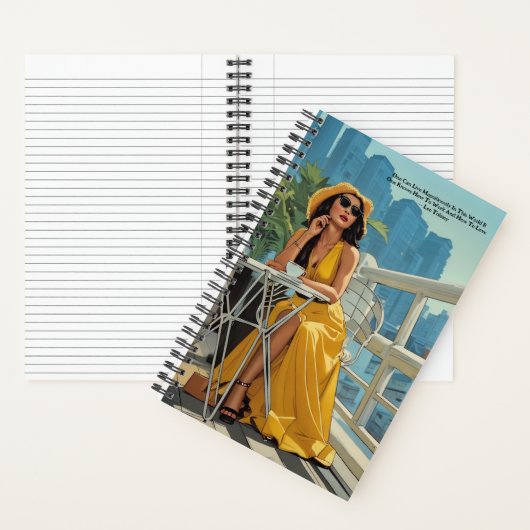 キュートイエロードレスコーヒーレオトルストイ引用文ジャーナル ノートブック (内側)