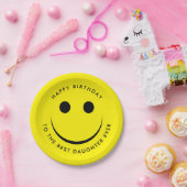 キュートイエローハッピー顔誕生日 ペーパープレート (パーティー)