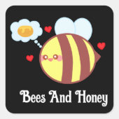 キュートイエローハニービーのまわりに スクエアシール (正面)