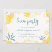 キュートイエローパイナップルルアウ(ハワイ式宴会)誕生日パーティー 招待状 (正面)