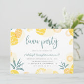 キュートイエローパイナップルルアウ(ハワイ式宴会)誕生日パーティー 招待状 (スタンド正面)