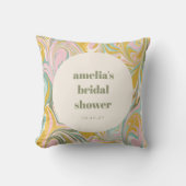 キュートイエローパステル抽象芸術カスタムブライダルシャワー クッション (正面)