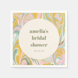 キュートイエローパステル抽象芸術カスタムブライダルシャワー スタンダードカクテルナプキン