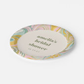 キュートイエローパステル抽象芸術カスタムブライダルシャワー ペーパープレート (アングル)
