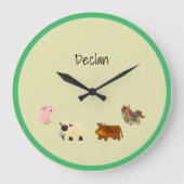 キュートイエローファームアニマルベビー ラージ壁時計 (正面)