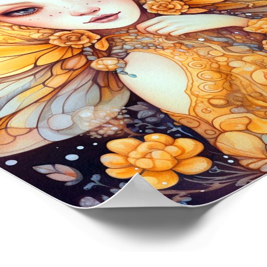 キュートイエローフェアリーファンタジーアート ポスター (角)