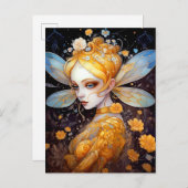 キュートイエローフェアリーファンタジーアート ポストカード (正面/裏面)