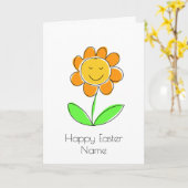 キュートイエローフラワーカートゥーンハッピーイースター カード (黄色い花)