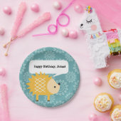 キュートイエローヘッジホッグパーソナライズされたパーティープレート ペーパープレート (パーティー)