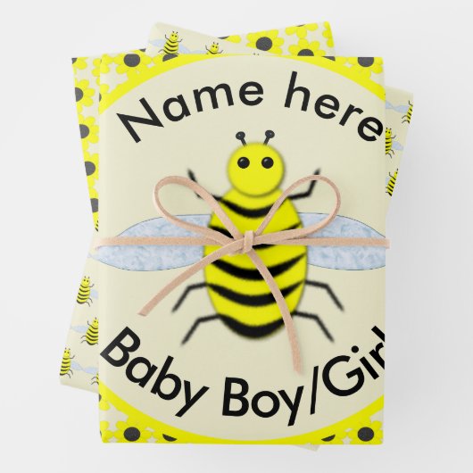 キュートイエローベビービー男女兼用カスタム ラッピングペーパーシート (インサイチュ)