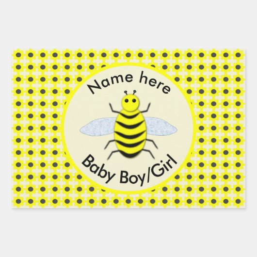 キュートイエローベビービー男女兼用カスタム ラッピングペーパーシート (正面)