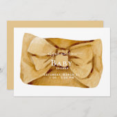 キュートイエローボウベビーシャワー招待状 招待状 (正面/裏面)