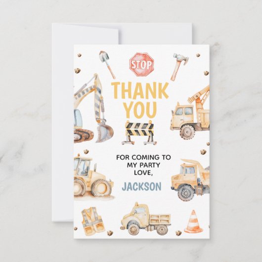 キュートイエローボーイズ建築ダーティ3rdy誕生日 サンキューカード (正面)