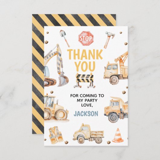 キュートイエローボーイズ建築ダーティ3rdy誕生日 サンキューカード (正面/裏面)