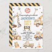 キュートイエローボーイズ建築ダーティ3rdy誕生日 招待状 (正面/裏面)