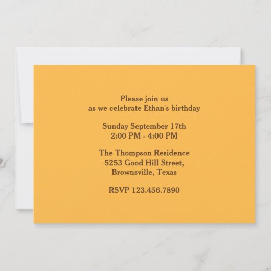 キュートイエローライオン男の赤ちゃん第1回生誕会 招待状 (裏面)