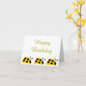 キュートイエローレディバグ誕生日 カード (黄色い花)
