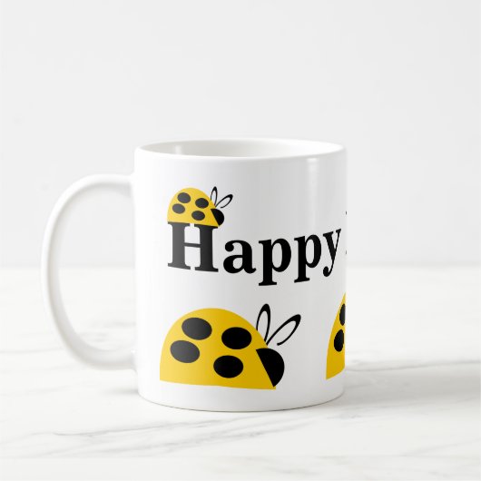 キュートイエローレディバグ誕生日 コーヒーマグカップ (左)