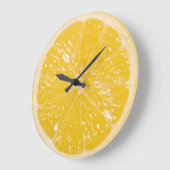 キュートイエローレモンシトラスフルーツスライス ラージ壁時計 (傾斜)