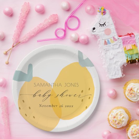 キュートイエローレモンフルーティー柑橘系ベビーシャワー ペーパープレート (パーティー)