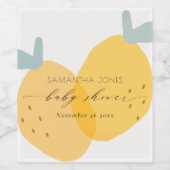 キュートイエローレモンフルーティー柑橘系ベビーシャワー ワインラベル (シングルラベル)