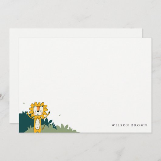 キュートイエローワイルドジャングルアニマルライオン子供の誕生日 ノートカード (正面/裏面)