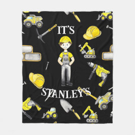 キュートイエロー建築トラックダンプフリースブランケット フリースブランケット