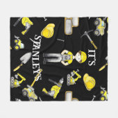 キュートイエロー建築トラックダンプフリースブランケット フリースブランケット (正面(横))